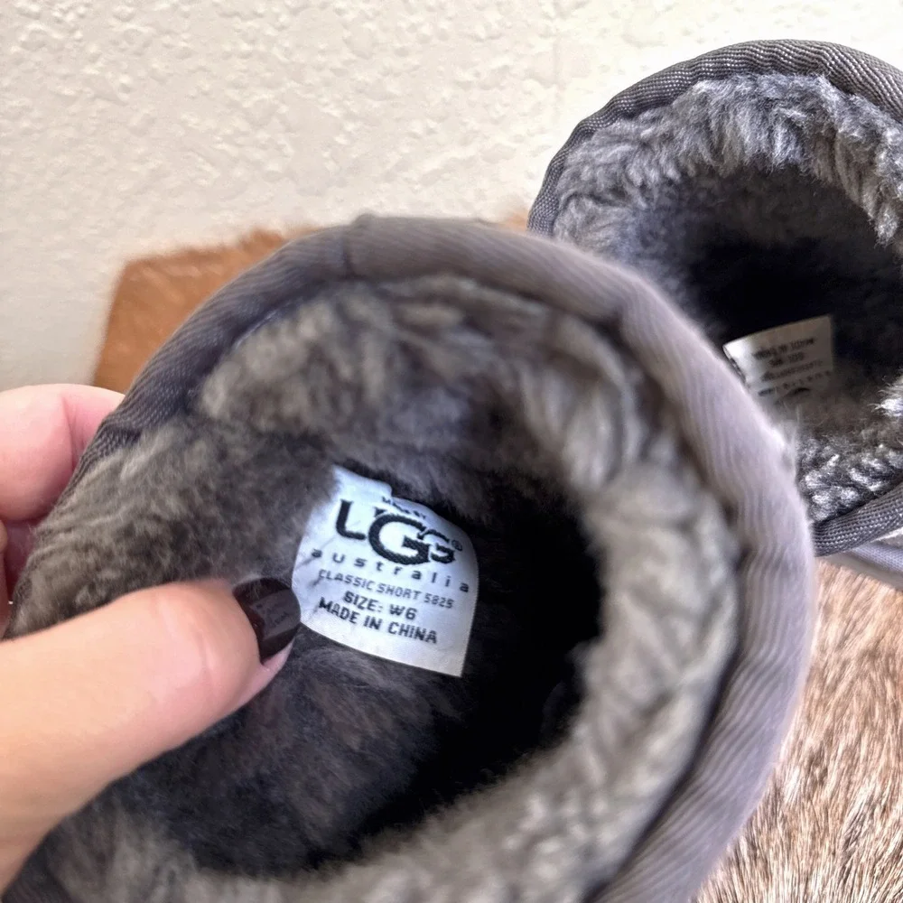 Ugg Australia Boots Winter Classic Short Gray Shearling Size‎ 6 F19008L Cozy